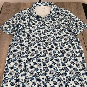 1764 Signature Performance Stretch Polo Shirt Sugar Dance Skulls Floral Medium